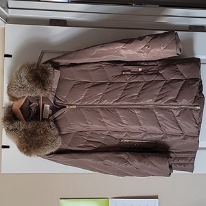 Michael Kors Plus Size Faux-Fur Trim Hooded Down Puffer Coat